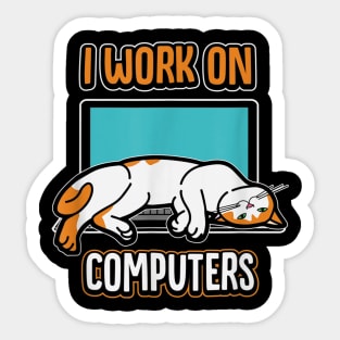 Cats and Computers Halloween Kitty for pet lovers T-Shirt Sticker